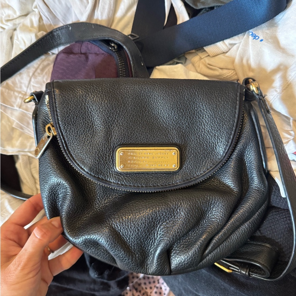 Marc Jacobs Black Crossbody Bag with Gold Hardware